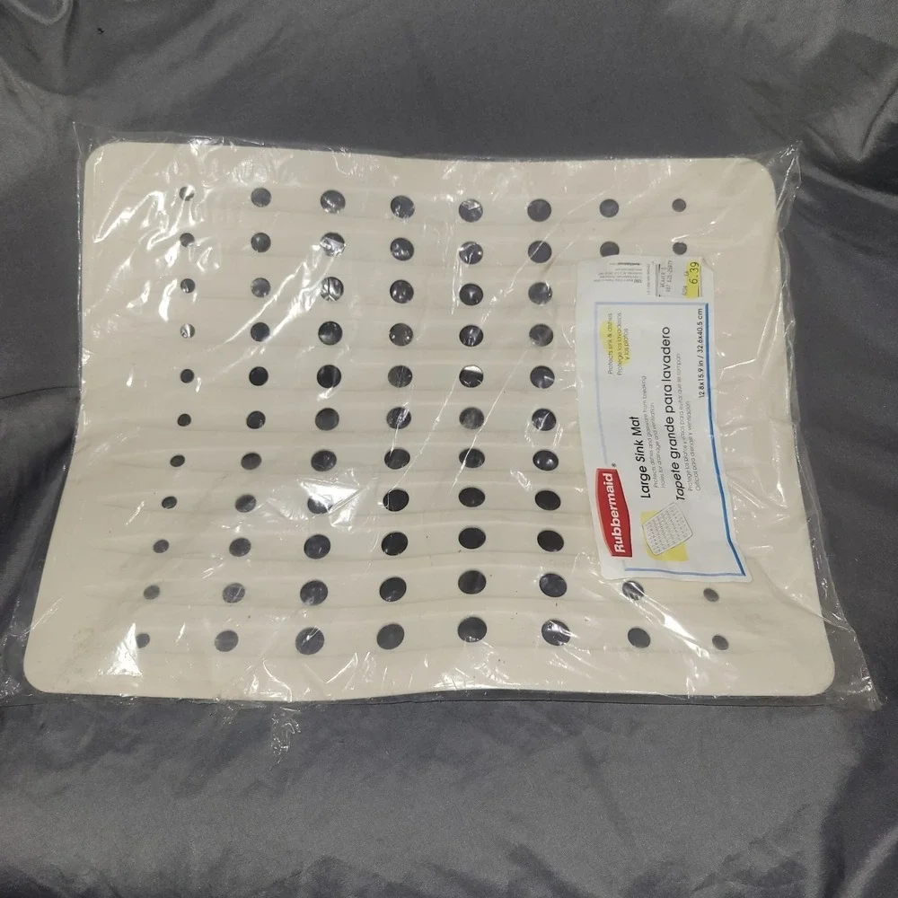 Rubbermaid Large Sink Protector Mat Off White/Bisque Discontinued 15.9x12.8 Vtg